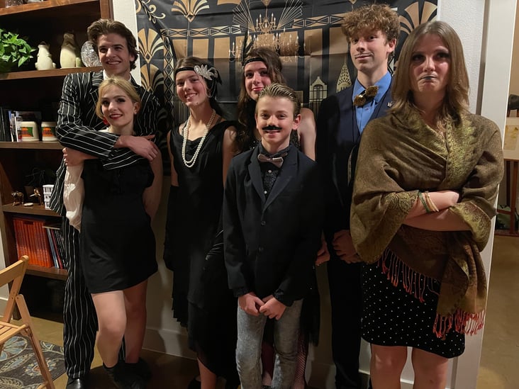 Kids in Halloween costumes